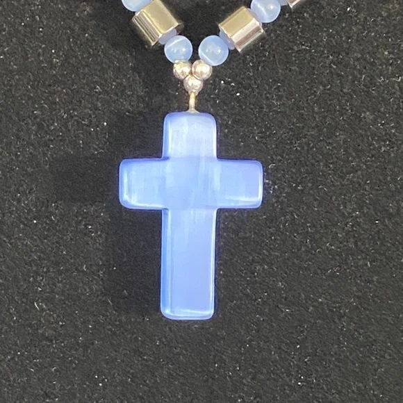Necklace hematite (non-magnetic) blue cross - Picture 5 of 8